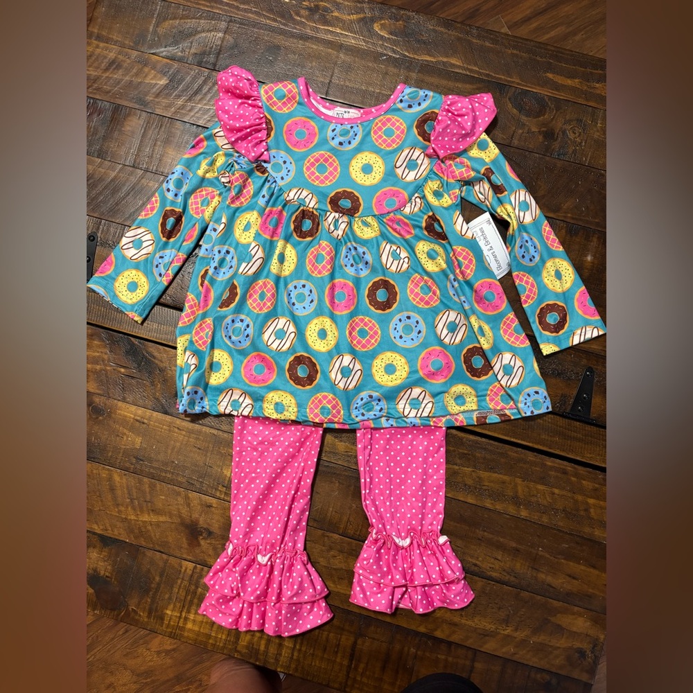Colorful Donut Print Kids Matching Set